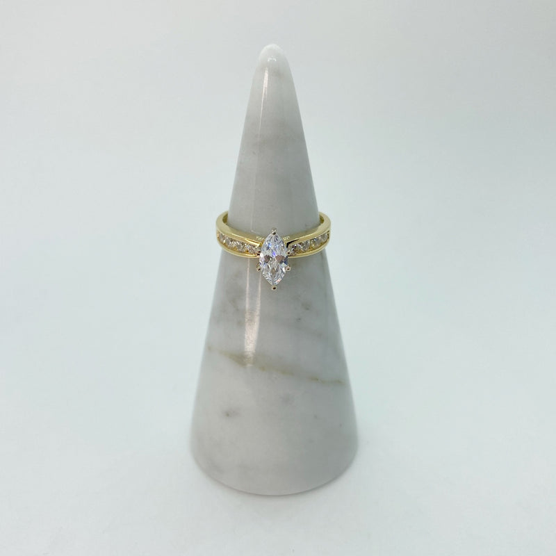 Marquise CZ Solitaire Channel Ring