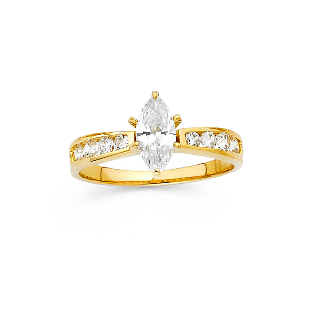 Marquise CZ Solitaire Channel Ring