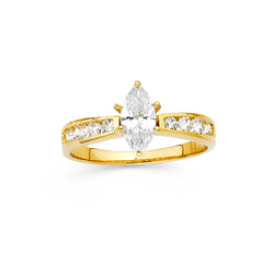 Marquise CZ Solitaire Channel Ring