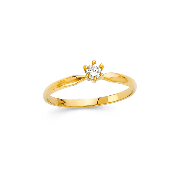 Round CZ Solitaire Pinched Ring