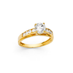 Round CZ Solitaire Channel Ring