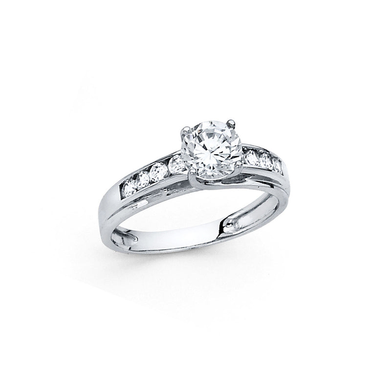 Round CZ Solitaire Channel Ring