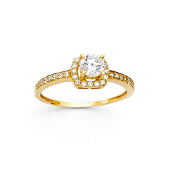 Round CZ Halo Ring