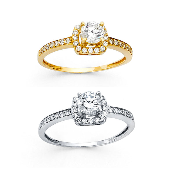 Round CZ Halo Ring