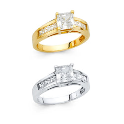 Square CZ Solitaire Channel Ring
