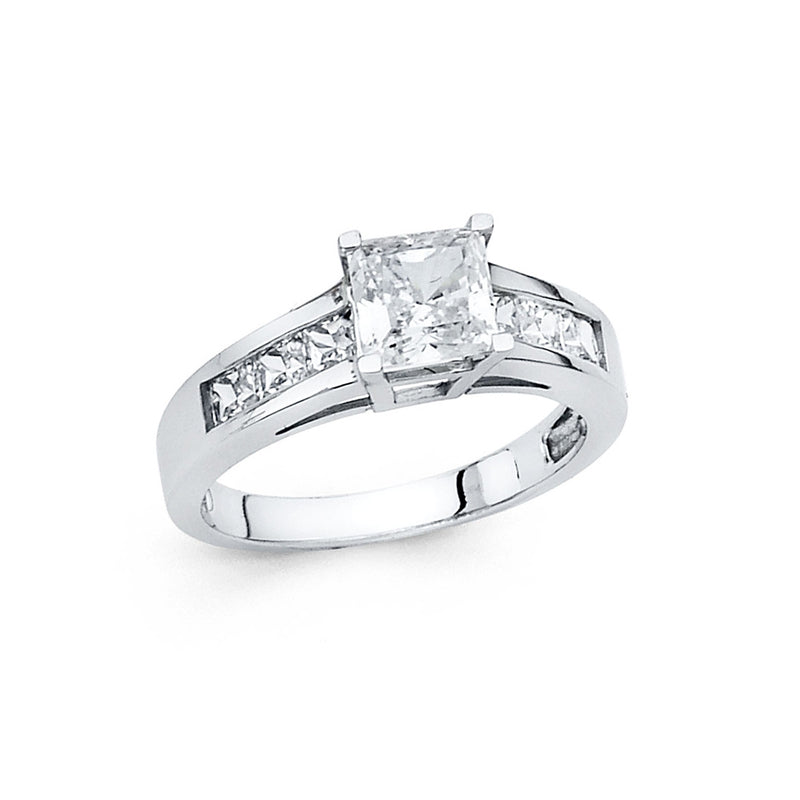 Square CZ Solitaire Channel Ring