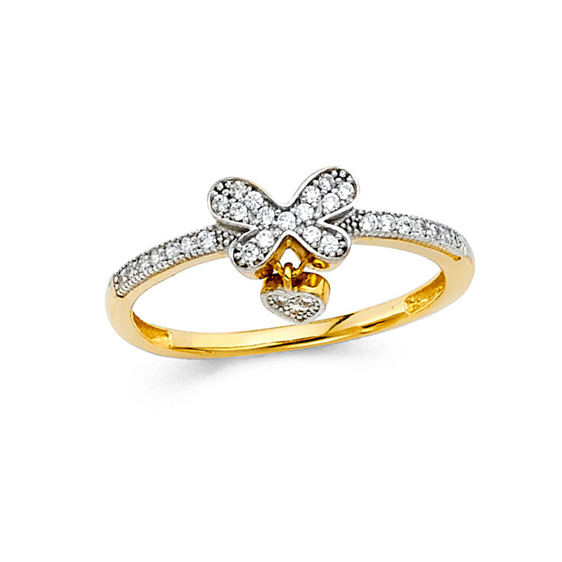 Butterfly Heart Charm Ring
