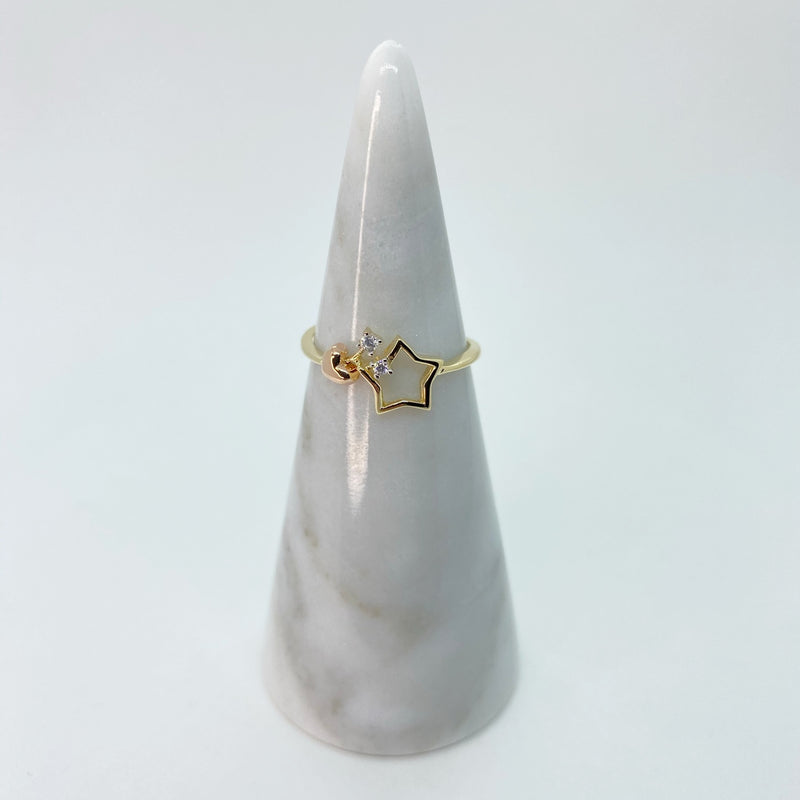 Open Star and Heart Ring