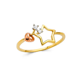 Open Star and Heart Ring