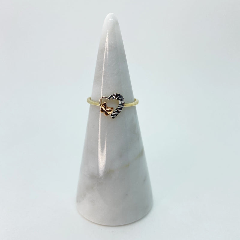 Heart Butterfly Three Tone Ring