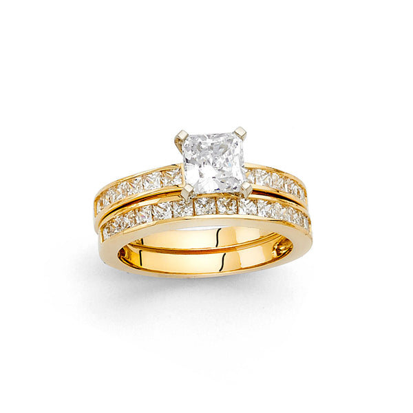 Princess CZ Solitaire Wedding Ring Set