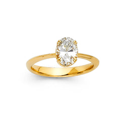 Oval CZ Solitaire Tapered Ring