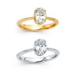 Oval CZ Solitaire Tapered Ring