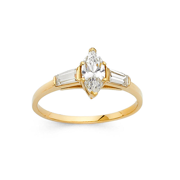 Marquise CZ Side Stone Ring