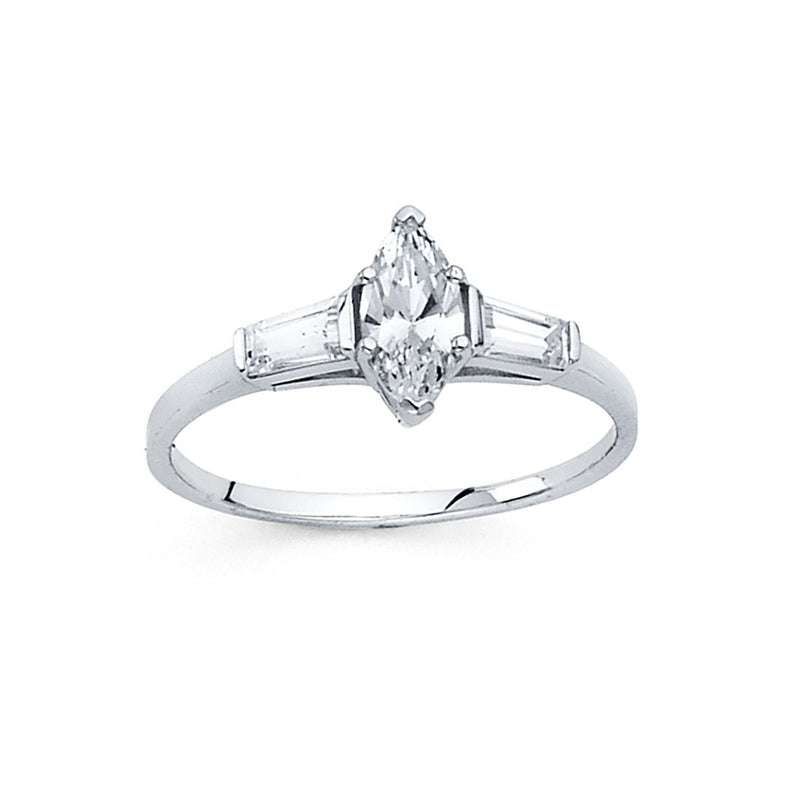 Marquise CZ Side Stone Ring