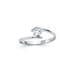 Round CZ Solitaire Bypass Ring