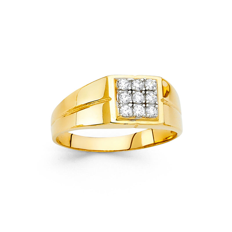 Square CZ Cluster Ring
