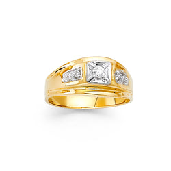 Round CZ Two Tone Ring
