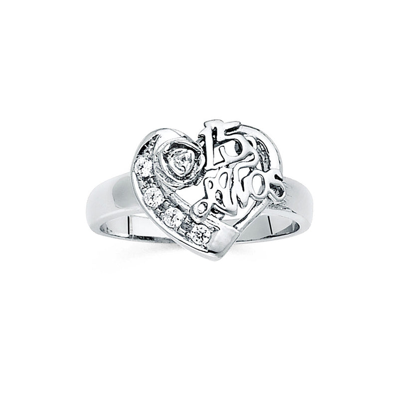 Quince Heart and Flower CZ Ring