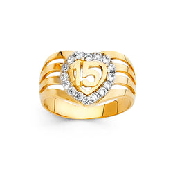 Quince Heart CZ Eternity Split Ring