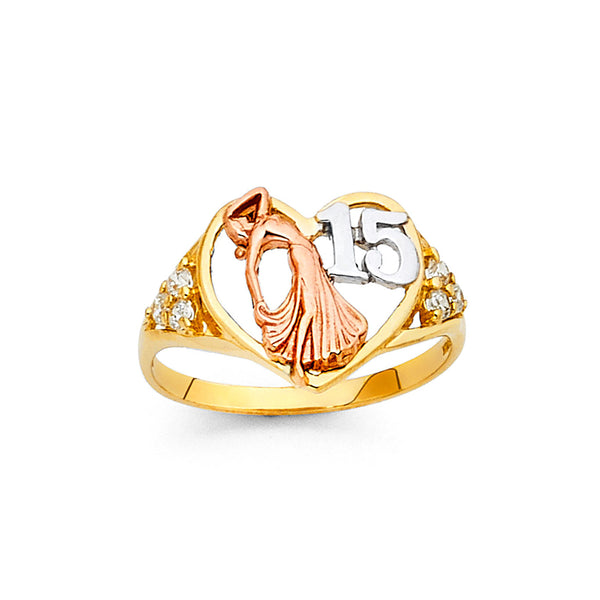 Quince Dancer and Heart CZ Ring