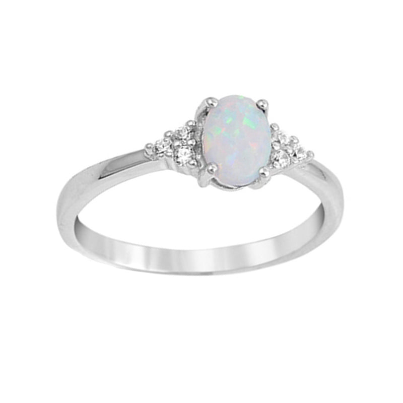 Oval Opal Side Stone Ring