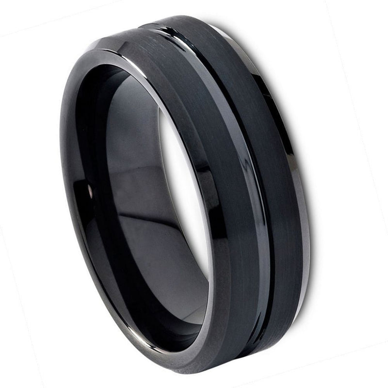 Black Grooved Center Beveled Edge Band