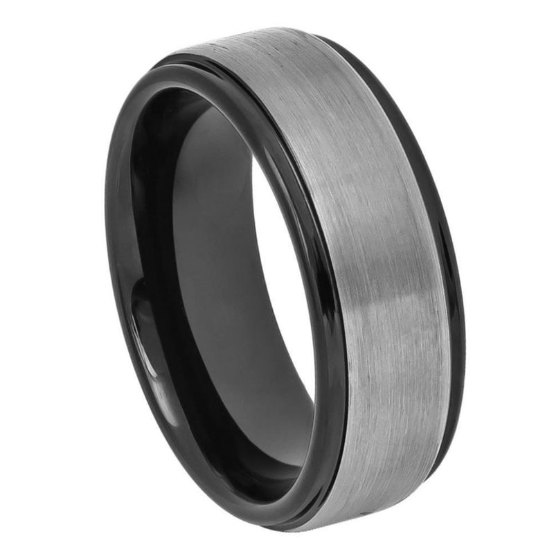 Gun Metal Center Black Stepped Edge Band