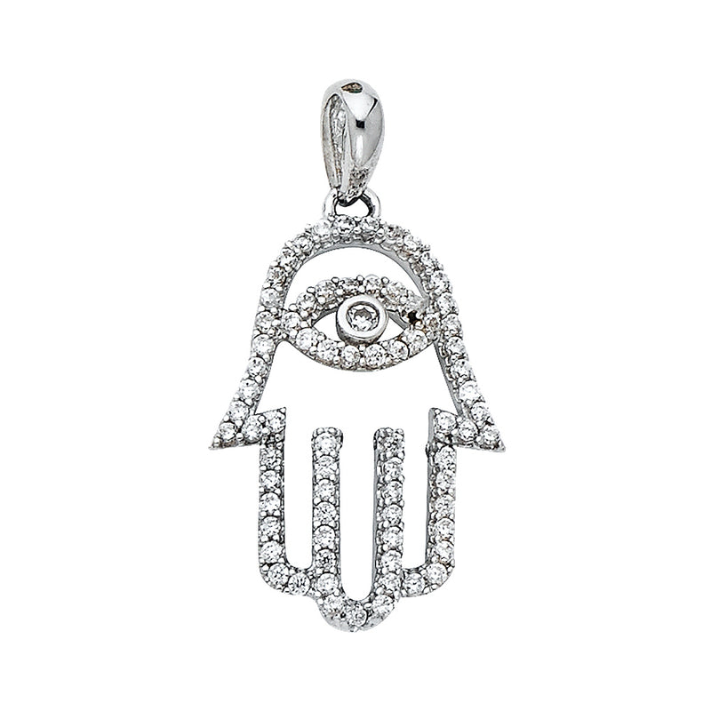 Evil Eye Hamsa CZ Pendant
