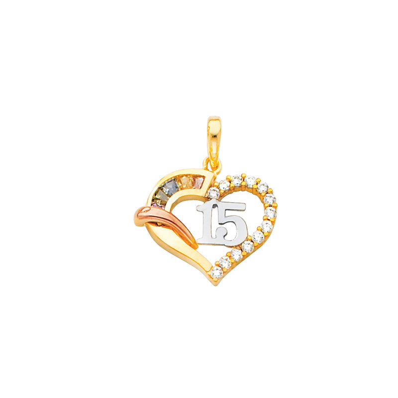 15 Open Heart CZ Pendant