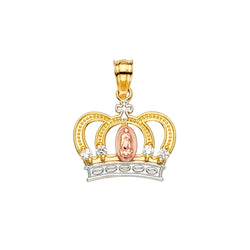 Mary of Guadalupe Crown CZ Pendant