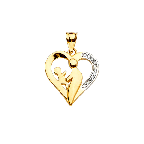 Heart Mother CZ Pendant