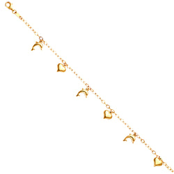 Dolphin Heart Charm Anklet