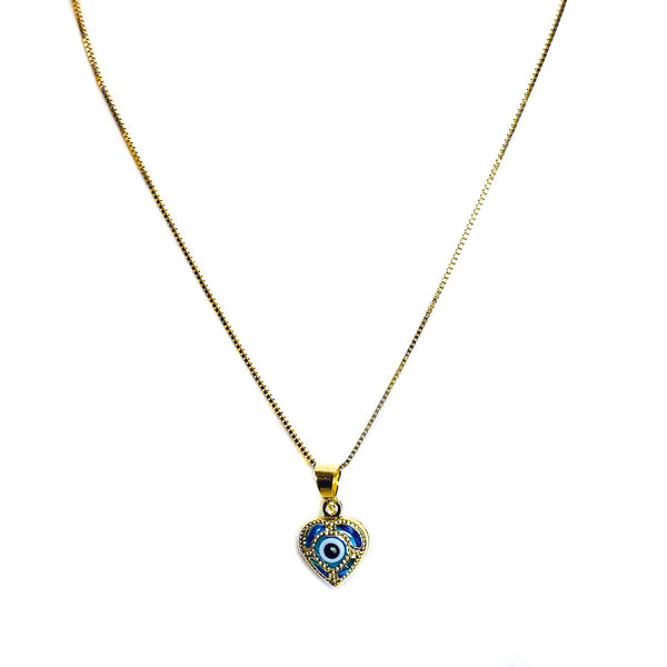 Evil Eye Heart Pendant Box Necklace