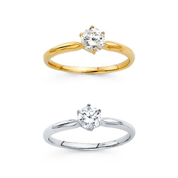 Round CZ Solitaire Pinched Ring