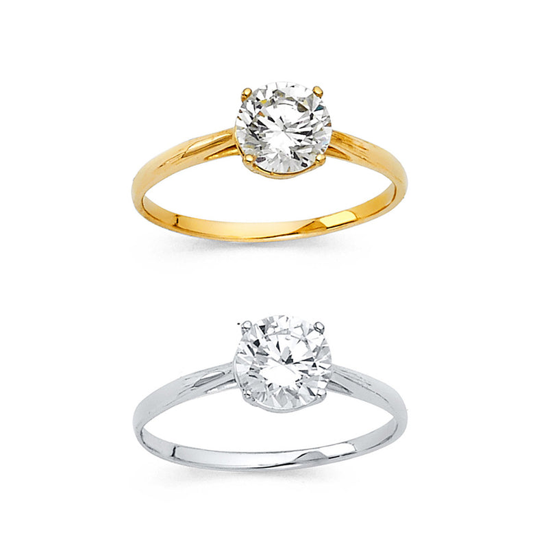 Round CZ Solitaire Cathedral Ring