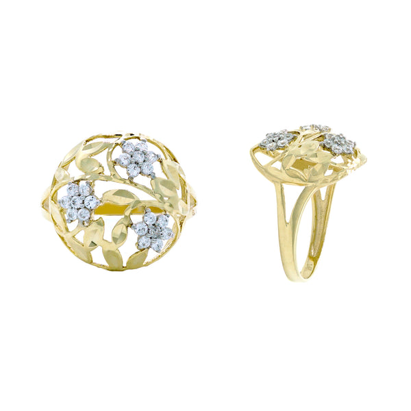 Round Flower CZ Ring