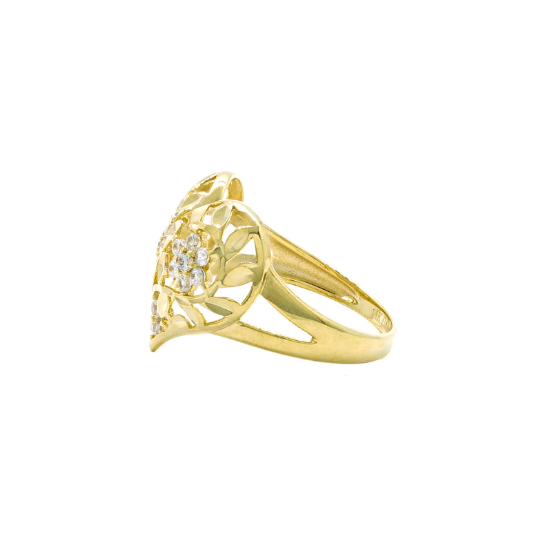 Heart Flower CZ Ring